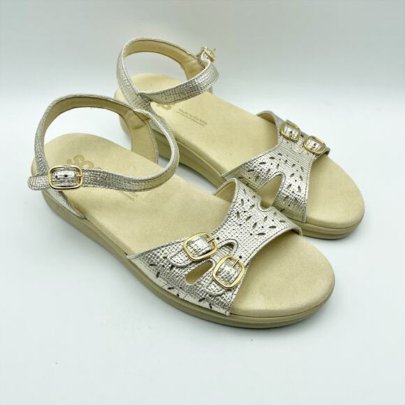 SAS Womens Duo Adjustable Comfort Sandal US 8.5 M EU 39 Gold Leather NWOB - Picture 5 of 12